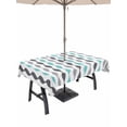 thumbnail image 1 of Outdoor Tablecloth with Umbrella Hole for Patio/Picnic/Party/Camping, Teal Grey Striped Waterproof Table Cloth Rectangle Table Cover Washable, Modern Abstract Geometric Stripes (54"x 80"), 1 of 8