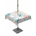 thumbnail image 1 of Outdoor Tablecloth with Umbrella Hole for Patio/Picnic/Party/Camping, Teal Red Coastal Waterproof Table Cloth Square Cover Washable, Beach Nautical Sea Turtle Coral Starfish (54"x 54"), 1 of 8