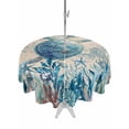 thumbnail image 1 of Outdoor Tablecloth with Umbrella Hole for Patio/Picnic/Party/Camping, Teal Sea Turtle Waterproof Table Cloth Round Cover Washable, Coastal Summer Beach Coral Seaweed Vintage (Dia 54"), 1 of 8