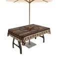 thumbnail image 1 of Outdoor Tablecloth with Umbrella Hole for Patio/Picnic/Party/Camping, Texas Star Brown Waterproof Table Cloth Rectangle Table Cover Washable, Farmhouse Vintage Wood Grain 52"x 70", 1 of 7