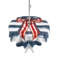 thumbnail image 1 of Outdoor Tablecloth with Umbrella Hole for Patio/Picnic/Party/Camping, Thin Navy Lines Waterproof Table Cloth Round Cover Washable, Patriotic Bow Vintage Distressed Striped (Dia 60"), 1 of 9