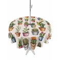 thumbnail image 1 of Outdoor Tablecloth with Umbrella Hole for Patio/Picnic/Party/Camping, Tropical Cactus Waterproof Table Cloth Round Cover Washable, Spring Summer Potted Plants Rustic (Dia 60"), 1 of 8