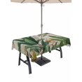 thumbnail image 1 of Outdoor Tablecloth with Umbrella Hole for Patio/Picnic/Party/Camping, Tropical Palm Trees Waterproof Table Cloth Rectangle Table Cover Washable, Green Botanical Summer Flowers Rustic (60"x 102"), 1 of 9
