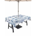 thumbnail image 1 of Outdoor Tablecloth with Umbrella Hole for Patio/Picnic/Party/Camping, Tropical Plants Waterproof Table Cloth Rectangle Table Cover Washable, Summer Coastal Blue Plaid Palm Trees (60"x 120"), 1 of 8
