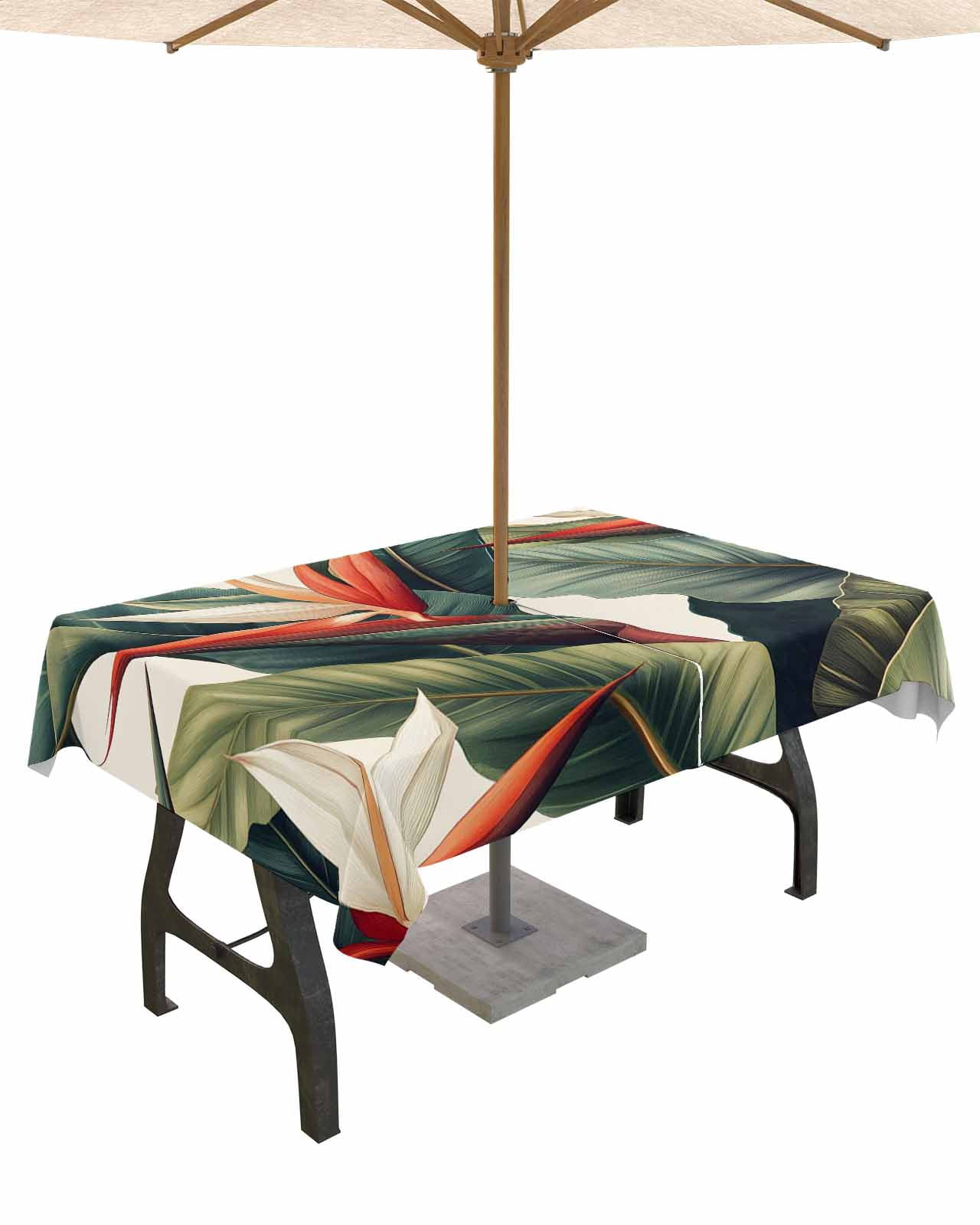 Outdoor Tablecloth with Umbrella Hole for Patio/Picnic/Party/Camping ...