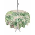 thumbnail image 1 of Outdoor Tablecloth with Umbrella Hole for Patio/Picnic/Party/Camping, Tropical Plants Waterproof Table Cloth Round Cover Washable, Summer Watercolor Green Palm Leaf on Linen (Dia 60"), 1 of 8