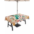 thumbnail image 1 of Outdoor Tablecloth with Umbrella Hole for Patio/Picnic/Party/Camping, Turquoise Birds Waterproof Table Cloth Rectangle Table Cover Washable, Retro Farmhouse Colorful Flowers Herbs (60"x 102"), 1 of 8