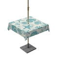 thumbnail image 1 of Outdoor Tablecloth with Umbrella Hole for Patio/Picnic/Party/Camping, Turquoise Coastal Summer Waterproof Table Cloth Square Cover Washable, Coral Shell Starfish Vintage (54"x 54"), 1 of 9