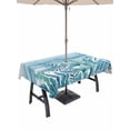 thumbnail image 1 of Outdoor Tablecloth with Umbrella Hole for Patio/Picnic/Party/Camping, Turquoise Jellyfish Coastal Waterproof Table Cloth Rectangle Table Cover Washable, Summer Ocean Seaweed Wooden (60"x 84"), 1 of 8