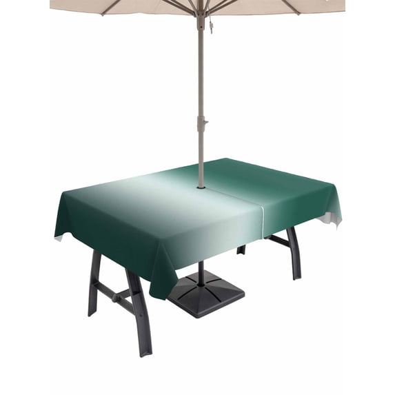 Outdoor Tablecloth with Umbrella Hole for Patio/Picnic/Party/Camping, Turquoise Ombre Waterproof Table Cloth Rectangle Table Cover Washable, Abstract Modern Art Aesthetics (60"x 84")