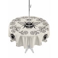 thumbnail image 1 of Outdoor Tablecloth with Umbrella Hole for Patio/Picnic/Party/Camping, Vintage Bees Crowns Waterproof Table Cloth Round Cover Washable, Rustic Leaves Rings Burlap (Dia 54"), 1 of 8
