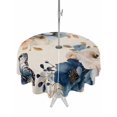 thumbnail image 1 of Outdoor Tablecloth with Umbrella Hole for Patio/Picnic/Party/Camping, Vintage Blue Floral Waterproof Table Cloth Round Cover Washable, Butterflies Watercolor Flower Linen (Dia 60"), 1 of 8