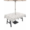 thumbnail image 1 of Outdoor Tablecloth with Umbrella Hole for Patio/Picnic/Party/Camping, Vintage Bohemia Waterproof Table Cloth Rectangle Table Cover Washable, Gray Flowers Boho Pattern Cream (60"x 102"), 1 of 8