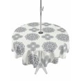 thumbnail image 1 of Outdoor Tablecloth with Umbrella Hole for Patio/Picnic/Party/Camping, Vintage Bohemia Waterproof Table Cloth Round Cover Washable, Blue Gray Boho Abstract Flowers Beige (Dia 60"), 1 of 8