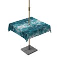 thumbnail image 1 of Outdoor Tablecloth with Umbrella Hole for Patio/Picnic/Party/Camping, Vintage Bohemia Waterproof Table Cloth Square Cover Washable, Country Bohemia Minimalist Art Teal Green (60"x 60"), 1 of 9