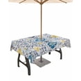 thumbnail image 1 of Outdoor Tablecloth with Umbrella Hole for Patio/Picnic/Party/Camping, Vintage Ethnic Waterproof Table Cloth Rectangle Table Cover Washable, Morocco Boho Farmhouse Abstract Texture 60"x 102", 1 of 7