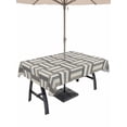 thumbnail image 1 of Outdoor Tablecloth with Umbrella Hole for Patio/Picnic/Party/Camping, Vintage Lines Texture Waterproof Table Cloth Rectangle Table Cover Washable, Minimalist Geometric Stripes Art Gray (54"x 80"), 1 of 8