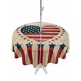 thumbnail image 1 of Outdoor Tablecloth with Umbrella Hole for Patio/Picnic/Party/Camping, Vintage Love Heart Independence Day Waterproof Table Cloth Round Cover Washable, 4th of July Retro Art (Dia 54"), 1 of 9