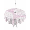 thumbnail image 1 of Outdoor Tablecloth with Umbrella Hole for Patio/Picnic/Party/Camping, Vintage Shell Pink Waterproof Table Cloth Round Cover Washable, Summer Ocean Coastal (Dia 54"), 1 of 9