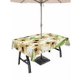 thumbnail image 1 of Outdoor Tablecloth with Umbrella Hole for Patio/Picnic/Party/Camping, Vintage Sunflowers Waterproof Table Cloth Rectangle Table Cover Washable, Spring Botanical Green Leaves (60"x 84"), 1 of 9