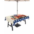 thumbnail image 1 of Outdoor Tablecloth with Umbrella Hole for Patio/Picnic/Party/Camping, Vintage Truck 4th of July Waterproof Table Cloth Rectangle Table Cover Washable, Blue Star Beige Independence Day (52"x 70"), 1 of 9
