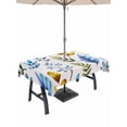 thumbnail image 1 of Outdoor Tablecloth with Umbrella Hole for Patio/Picnic/Party/Camping, Watercolor Botanical Waterproof Table Cloth Rectangle Table Cover Washable, Blue Yellow Leaves Floral Plants Spring (60"x 120"), 1 of 8