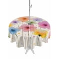 thumbnail image 1 of Outdoor Tablecloth with Umbrella Hole for Patio/Picnic/Party/Camping, Watercolor Colorful Floral Waterproof Table Cloth Round Cover Washable, Spring Summer Flowers (Dia 54"), 1 of 8