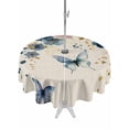 thumbnail image 1 of Outdoor Tablecloth with Umbrella Hole for Patio/Picnic/Party/Camping, Weeping Blue Floral Waterproof Table Cloth Round Cover Washable, Spring Butterflies Flowers Linen (Dia 60"), 1 of 8