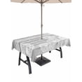 thumbnail image 1 of Outdoor Tablecloth with Umbrella Hole for Patio/Picnic/Party/Camping, White Dandelion Waterproof Table Cloth Rectangle Table Cover Washable, Spring Flowers Plants Vintage Gray Wood (52"x 70"), 1 of 8