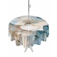 thumbnail image 1 of Outdoor Tablecloth with Umbrella Hole for Patio/Picnic/Party/Camping, White Teal Cherry Blossom Waterproof Table Cloth Round Cover Washable, Spring Summer Flowers Watercolor (Dia 54"), 1 of 9