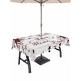 thumbnail image 1 of Outdoor Tablecloth with Umbrella Hole for Patio/Picnic/Party/Camping, Wooden Grain Waterproof Table Cloth Rectangle Table Cover Washable, Red Country Texas Star Branches Berry (60"x 84"), 1 of 8