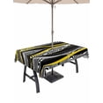 thumbnail image 1 of Outdoor Tablecloth with Umbrella Hole for Patio/Picnic/Party/Camping, Yellow Black Stripes Waterproof Table Cloth Rectangle Table Cover Washable, Modern Grey Ombre Abstract Striped (60"x 120"), 1 of 8