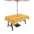 thumbnail image 1 of Outdoor Tablecloth with Umbrella Hole for Patio/Picnic/Party/Camping, Yellow Boho Waterproof Table Cloth Rectangle Table Cover Washable, Abstract Geometric Bohemia Ethnic Striped (60"x 102"), 1 of 8