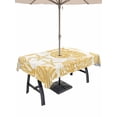 thumbnail image 1 of Outdoor Tablecloth with Umbrella Hole for Patio/Picnic/Party/Camping, Yellow Coastal Waterproof Table Cloth Rectangle Table Cover Washable, Nautical Coral Shell Conch Starfish Summer (52"x 70"), 1 of 9