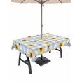 thumbnail image 1 of Outdoor Tablecloth with Umbrella Hole for Patio/Picnic/Party/Camping, Yellow Flowers Checkered Waterproof Table Cloth Rectangle Table Cover Washable, Blue Plaid Farmhouse Art Floral (60"x 120"), 1 of 9