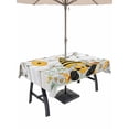 thumbnail image 1 of Outdoor Tablecloth with Umbrella Hole for Patio/Picnic/Party/Camping, Yellow Gnomes Waterproof Table Cloth Rectangle Table Cover Washable, Spring Floral Bees Daisy Branches Wooden (54"x 80"), 1 of 8