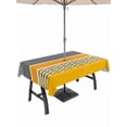 thumbnail image 1 of Outdoor Tablecloth with Umbrella Hole for Patio/Picnic/Party/Camping, Yellow Grey Stripes Waterproof Table Cloth Rectangle Table Cover Washable, Abstract Lines Geometric Modern Art (54"x 80"), 1 of 8
