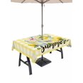 thumbnail image 1 of Outdoor Tablecloth with Umbrella Hole for Patio/Picnic/Party/Camping, Yellow Lemon Waterproof Table Cloth Rectangle Table Cover Washable, Summer Fruit Drinks Glass Bottles Mint Leaf Plaid (54"x 80"), 1 of 8