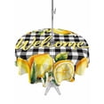 thumbnail image 1 of Outdoor Tablecloth with Umbrella Hole for Patio/Picnic/Party/Camping, Yellow Lemons Waterproof Table Cloth Round Cover Washable, Summer Fruits Leaves Botanical Buffalo Plaid (Dia 54"), 1 of 8