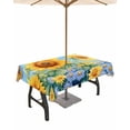 thumbnail image 1 of Outdoor Tablecloth with Umbrella Hole for Patio/Picnic/Party/Camping, Yellow Sunflower Daisy Waterproof Table Cloth Rectangle Table Cover Washable, Spring Butterfly Country Pastoral 52"x 70", 1 of 7