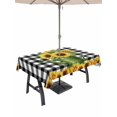 thumbnail image 1 of Outdoor Tablecloth with Umbrella Hole for Patio/Picnic/Party/Camping, Yellow Sunflowers Waterproof Table Cloth Rectangle Table Cover Washable, Summer Botanical Flowers Black Plaid (60"x 102"), 1 of 8