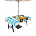 thumbnail image 1 of Outdoor Tablecloth with Umbrella Hole for Patio/Picnic/Party/Camping, Yellow Truck Waterproof Table Cloth Rectangle Table Cover Washable, Cartoon Blue Striped Farmhouse Modern Art (60"x 102"), 1 of 8