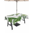 thumbnail image 1 of Outdoor Tablecloth with Umbrella Hole for Patio/Picnic/Party, Green Leaves Waterproof Table Cloth Rectangle Table Cover Washable, Tropical Summer Botanical Watercolor Elegant Wooden (52"x 70"), 1 of 8