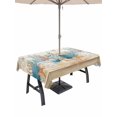 thumbnail image 1 of Outdoor Tablecloth with Umbrella Hole for Patio/Picnic/Party, Starfish Coastal Waterproof Table Cloth Rectangle Table Cover Washable, Summer Ocean Coral Conch Seagrass Vintage Brown (54"x 80"), 1 of 8
