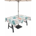 thumbnail image 1 of Outdoor Tablecloth with Umbrella Hole for Patio/Picnic/Party, Teal Red Coastal Waterproof Table Cloth Rectangle Table Cover Washable, Beach Nautical Sea Turtle Coral Starfish Vintage (60"x 84"), 1 of 8