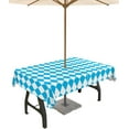 thumbnail image 1 of Outdoor Tablecloth with Umbrella Hole Rectangle 60x102inch, Oktoberfest Bavarian Flag Check Spillproof Fabric Outdoor Tablecloths, Blue White Picnic/Patio Zipper Table Covers, 1 of 6