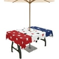 thumbnail image 1 of Outdoor Tablecloth with Umbrella Hole Rectangle 60x120inch, Red White Spillproof Fabric Outdoor Tablecloths, Blue 4th of July Picnic/Patio Zipper Table Covers, 1 of 6