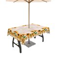 thumbnail image 1 of Outdoor Tablecloth with Umbrella Hole,Sunflower Orange Plaid Retro Envelope Spillproof Waterproof Table Cloth Zippered Table Covers,Summer Farm Flower Plant Washable Tablecloths for Picnic/Patio, 1 of 6