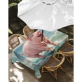 thumbnail image 1 of Outdoor Tablecloth with Umbrella Hole, Surfing Farm Pink Pig Zippered Table Cloth for Rectangle Tables, Summer Blue Sea Wave Beach Washable Waterproof Tablecloths for Picnic Patio Garden, 1 of 9