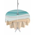 thumbnail image 1 of Outdoor Tablecloth with Umbrella Hole, Turquoise Spillproof Waterproof Outdoor Table Cover, Ocean Wave Stripes Modern Abstract Beach Patio Tablecloths for Party/Garden/Picnic, Round 54 inch, 1 of 9